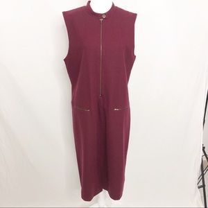 Harve Benard Vintage Wool Sleeveless Dress, Size 12, Burgandy